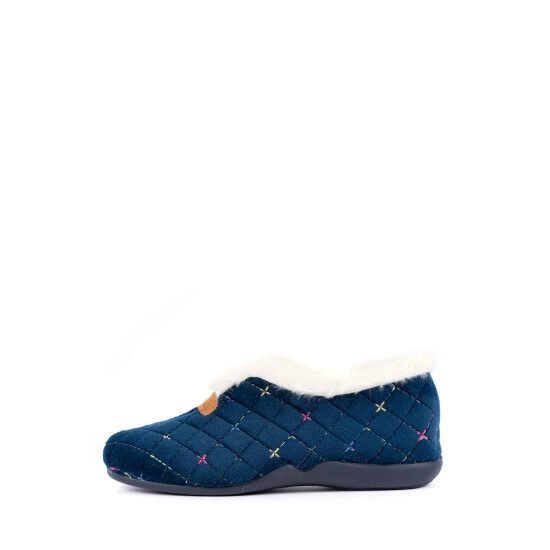 Lunar Blue Jem Fur Trim Slippers 4 Lunar Blue Jem Fur Trim Slippers - Image 2
