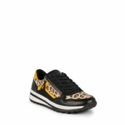 Lunar Black Porsha Leopard Print Trainers