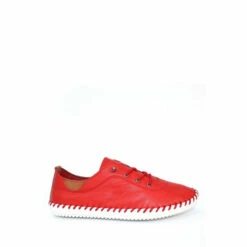 Lunar Red Leather Plimsolls