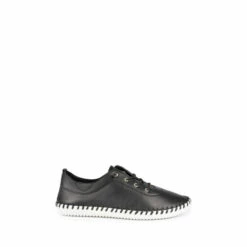 Lunar Black Leather Plimsolls