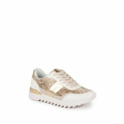 Lunar White Saxon Snake Effect Print Trainers