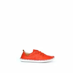 Lunar Orange Leather Plimsolls