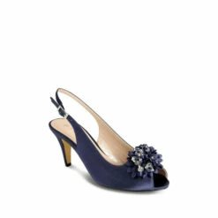 Lunar Blue Sabrina Satin Slingback Court Shoes