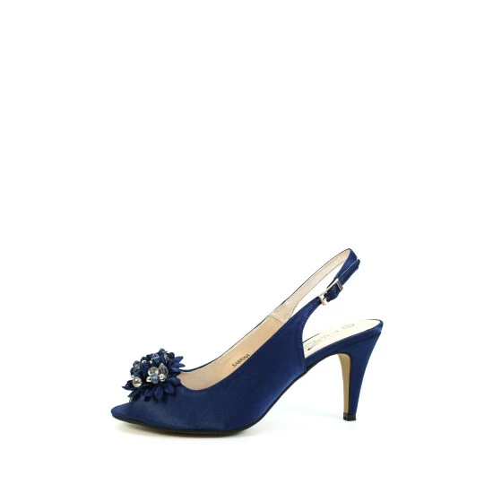 Lunar Blue Sabrina Satin Slingback Court Shoes 3 Lunar Blue Sabrina Satin Slingback Court Shoes - Image 2
