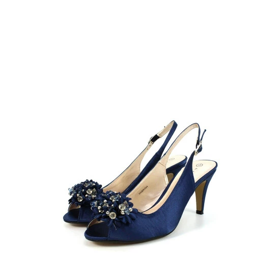 Lunar Blue Sabrina Satin Slingback Court Shoes 4 Lunar Blue Sabrina Satin Slingback Court Shoes - Image 3