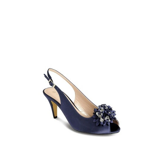 Lunar Blue Sabrina Satin Slingback Court Shoes 5 Lunar Blue Sabrina Satin Slingback Court Shoes - Image 4