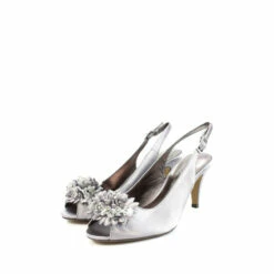Lunar Sabrina Silver Satin Slingback Court Shoes -Lunar Shop unnamed file 1731