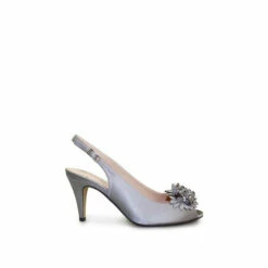 Lunar Sabrina Grey Satin Slingback Court Shoes -Lunar Shop unnamed file 1742