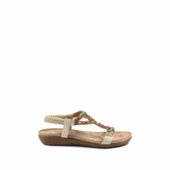 Lunar Beige Cream Mariella Beaded Sandals
