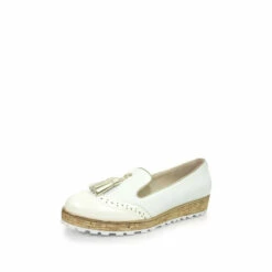 Lunar Michaela White Tassel Wedge Loafers -Lunar Shop unnamed file 1897