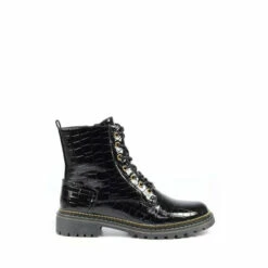 Lunar Regan Black Croc Ankle Boots