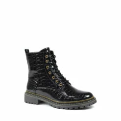 Alternative view of Lunar Regan Black Croc Ankle Boots
