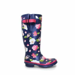 Lunar Blue Floral Patterned Rubber Wellington Boots