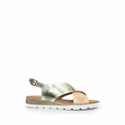 Lunar Gold Linzi Metallic Cross Strap Sandals