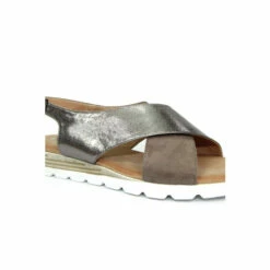 Lunar Pewter Linzi Metallic Natural Cross Strap Sandals -Lunar Shop unnamed file 441