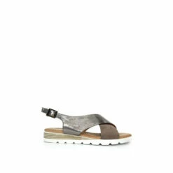 Lunar Pewter Linzi Metallic Natural Cross Strap Sandals -Lunar Shop unnamed file 442
