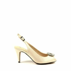 Lunar Gold Venice Champagne Peep Toe Slingback Sandals