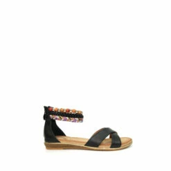 Lunar Black Mahiki Cross Strap Ankle Sandals