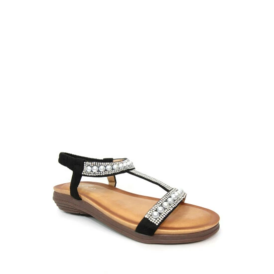 Lunar Black Tancy T-Bar Pearl Sandals 4 Lunar Black Tancy T-Bar Pearl Sandals - Image 2
