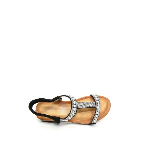 Lunar Black Tancy T-Bar Pearl Sandals 6 Lunar Black Tancy T-Bar Pearl Sandals - Image 4