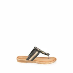 Lunar Black Carlotta Jewelled Toe Post Sandals