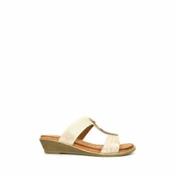Lunar Beige Pennita Low Wedge Sandals