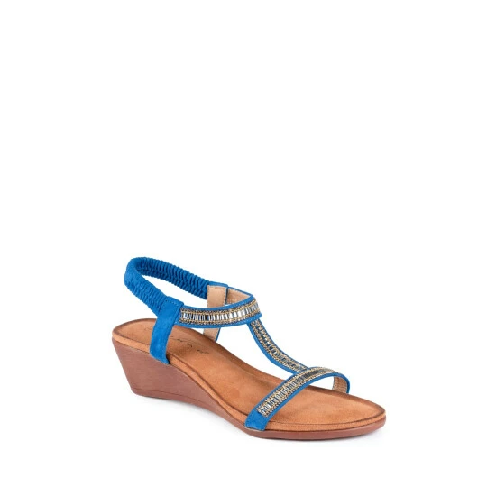 Lunar Blue Tabitha Wedged T-Bar Sandals 3 Lunar Blue Tabitha Wedged T-Bar Sandals
