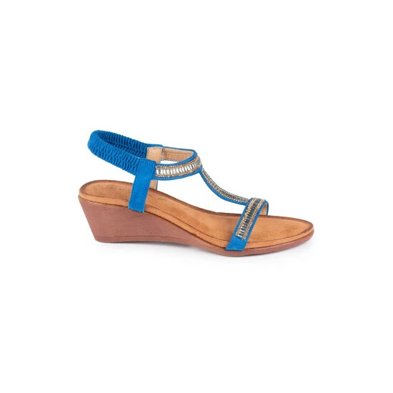 Lunar Blue Tabitha Wedged T-Bar Sandals 4 Lunar Blue Tabitha Wedged T-Bar Sandals - Image 2