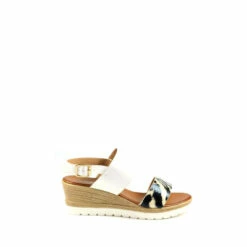 Lunar White Zelda White Snakeskin Wedges